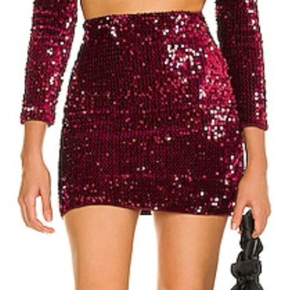 Camila Coelho Dresses & Skirts - NWT Camila Coelho Justina Burgundy Red Sequin Mini Skirt Womens Size S
